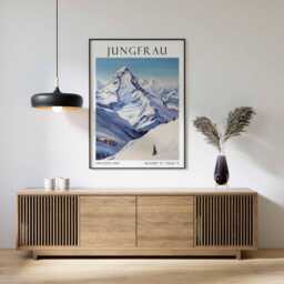 Jungfrau Mountain Print, Swiss Alps Poster, Scenic Travel Art, Landscape, Decor, Nature Wall Art - thumbnail 3