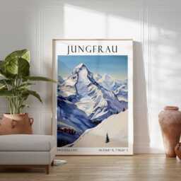 Jungfrau Mountain Print, Swiss Alps Poster, Scenic Travel Art, Landscape, Decor, Nature Wall Art - thumbnail 2