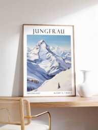 Jungfrau Mountain Print, Swiss Alps Poster, Scenic Travel Art, Landscape, Decor, Nature Wall Art - thumbnail 1