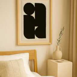 Geometric Punch Needle Wall Art Black & White Fiber Art, Scandinavian Decor - thumbnail 2