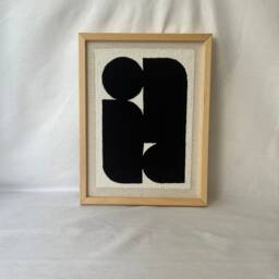 Geometric Punch Needle Wall Art Black & White Fiber Art, Scandinavian Decor - thumbnail 4
