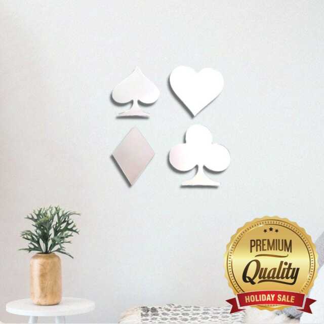Playing Card Symbols Acrylic Mirror Wall Art Poker Room Decor - image 1