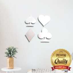 Playing Card Symbols Acrylic Mirror Wall Art Poker Room Decor - thumbnail 1