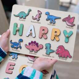 Personalised Dinosaur Name Puzzle - Custom Wooden Toddler Toy - thumbnail 4
