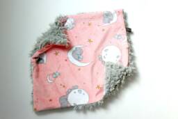 Dream Lovie. Security Blanket. Personalized Lovey. Faux Fur Pink Elephants Moons. Mini Baby Minky Shower Gift - thumbnail 1
