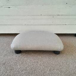 Handmade Light Grey Footstool Linen Look Polyester, Under Desk Footrest - thumbnail 2