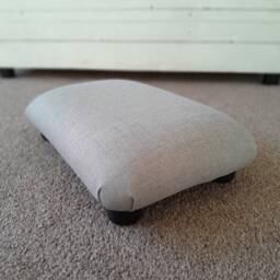 Handmade Light Grey Footstool Linen Look Polyester, Under Desk Footrest - thumbnail 4