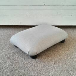 Handmade Light Grey Footstool Linen Look Polyester, Under Desk Footrest - thumbnail 3