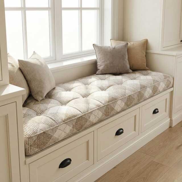 Linen Window Seat Cushion, Indoor French Style Cushion - image 1