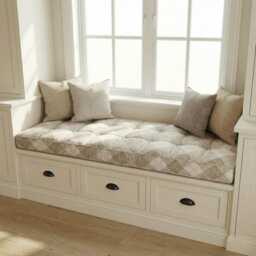 Linen Window Seat Cushion, Indoor French Style Cushion - thumbnail 2