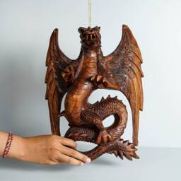 Wall Hanging Dragon Statue, Art, Wooden Dragon, Mythology Animal, Wood Carving, Luxury Decor, Rustic Decor, Memorial Gift, Special Gift - thumbnail 3