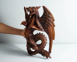 Wall Hanging Dragon Statue, Art, Wooden Dragon, Mythology Animal, Wood Carving, Luxury Decor, Rustic Decor, Memorial Gift, Special Gift - thumbnail 1