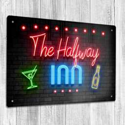 Personalised Home Bar Sign - 80S Neon Effect Metal A4 Aluminium Wall Art - thumbnail 2