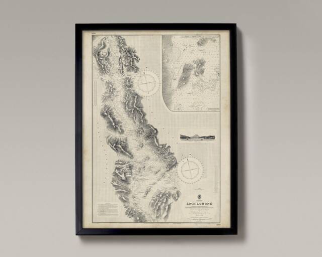 Loch Lomond Scotland Map Print Antique Nautical Chart Wall Art - image 1