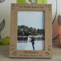Personalised Photo Frame Any Text Engraved N2 Wooden Gift For Wedding Anniversary Birthday New Baby Size 5 X 7 - thumbnail 3