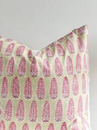 Block Print Pillow Cover Floral Batik, Boho Farmhouse Decor - 20x20 - thumbnail 1
