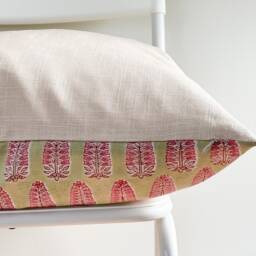 Block Print Pillow Cover Floral Batik, Boho Farmhouse Decor - 20x20 - thumbnail 3