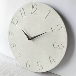 Textured White Concrete Wall Clock, Minimalist Numbered Design, Silent Clock - thumbnail 2