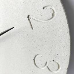 Textured White Concrete Wall Clock, Minimalist Numbered Design, Silent Clock - thumbnail 3