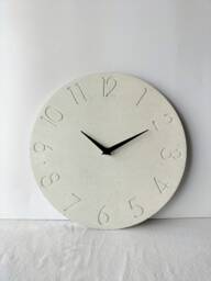 Textured White Concrete Wall Clock, Minimalist Numbered Design, Silent Clock