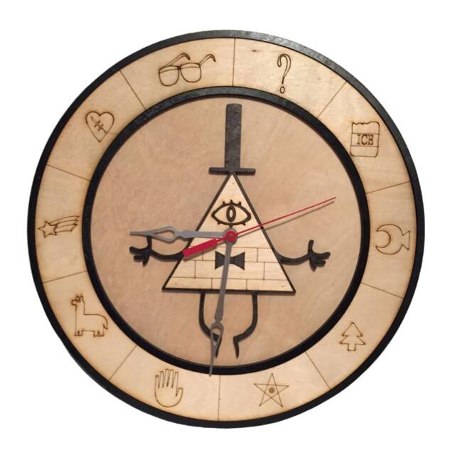Gravity Falls Wall Clock - Bill Cipher Inspired Wooden Mystery Shack Decor Fantasy Cartoon Art - image 1
