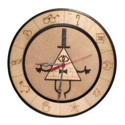 Gravity Falls Wall Clock - Bill Cipher Inspired Wooden Mystery Shack Decor Fantasy Cartoon Art - thumbnail 1