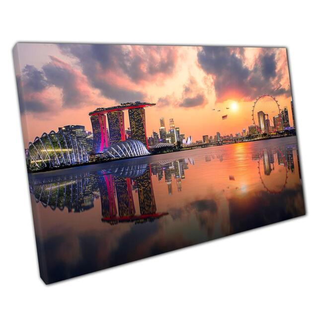 Singapore Cityscape Sunset Canvas Vibrant Wall Art For Home & Office Decor - Matte Finish Print - image 1