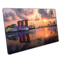 Singapore Cityscape Sunset Canvas Vibrant Wall Art For Home & Office Decor - Matte Finish Print - thumbnail 1