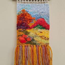 Mini Small Woven - Wall Hanging Autumn Weave Weaving Tapestry Ornaments Gallery Wall Landscape Decor Handwoven - thumbnail 2