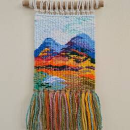 Mini Small Woven - Wall Hanging Autumn Weave Weaving Tapestry Ornaments Gallery Wall Landscape Decor Handwoven - thumbnail 3