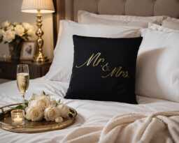 Mr. & Mrs. Pillow, Wedding Gift For Couple, Newlywed Gift, Farmhouse Cushion, Bridal Shower Decor, Anniversary - thumbnail 1