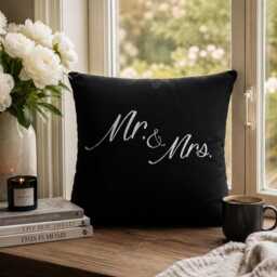 Mr. & Mrs. Pillow, Wedding Gift For Couple, Newlywed Gift, Farmhouse Cushion, Bridal Shower Decor, Anniversary - thumbnail 3