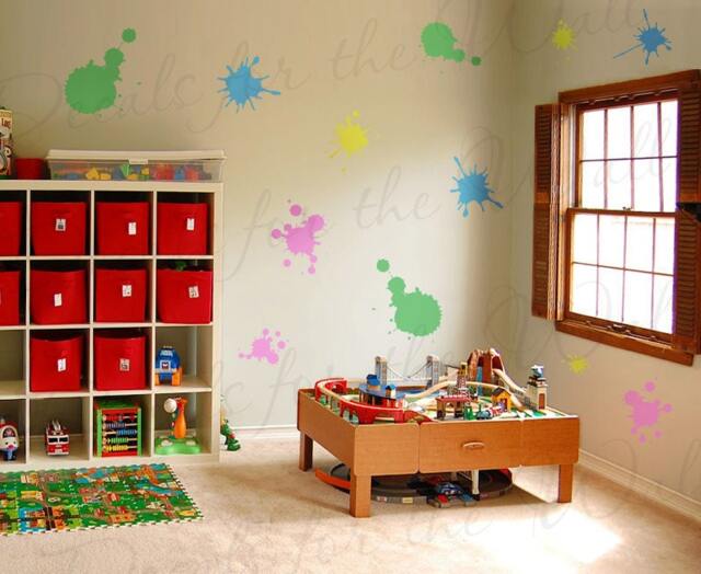 Paint Splatter Wall Mural Decals Vinyl Graphic Art Playroom Kids Room Play Classroom Splats Sticker Large Decoration Sign Decor G30 - image 1