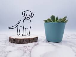 Labrador Retriever Wire Sculpture, Dog Memorial Art On Basswood Coaster - thumbnail 1