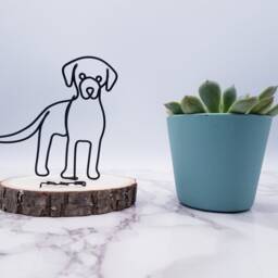 Labrador Retriever Wire Sculpture, Dog Memorial Art On Basswood Coaster - thumbnail 2