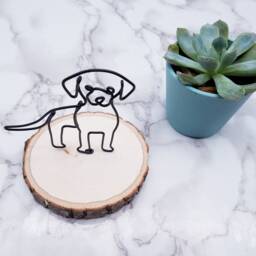 Labrador Retriever Wire Sculpture, Dog Memorial Art On Basswood Coaster - thumbnail 3