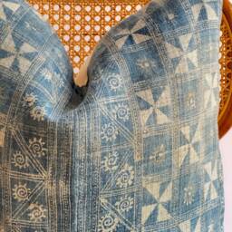 Indigo Neutral Tribal Hemp Hand Woven Natural Dye Color Lumbar Pillow Cover - thumbnail 2