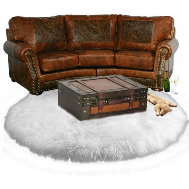 Plush Faux Sheepskin Round Rug - Shag Area Rug, Animal Friendly - image 1