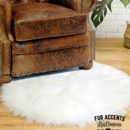 Plush Faux Sheepskin Round Rug - Shag Area Rug, Animal Friendly - thumbnail 2