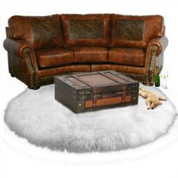 Plush Faux Sheepskin Round Rug - Shag Area Rug, Animal Friendly - thumbnail 1