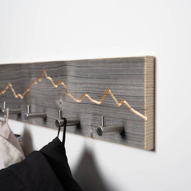 Coat Rack Mountain Contour I Old Wood Hooks Wardrobe Wall Mounted Rack - image 1