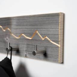 Coat Rack Mountain Contour I Old Wood Hooks Wardrobe Wall Mounted Rack - thumbnail 3