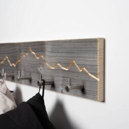 Coat Rack Mountain Contour I Old Wood Hooks Wardrobe Wall Mounted Rack - thumbnail 1