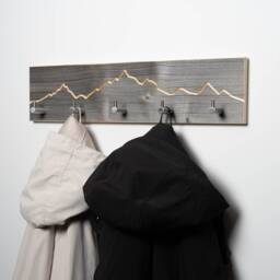 Coat Rack Mountain Contour I Old Wood Hooks Wardrobe Wall Mounted Rack - thumbnail 2