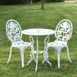 Cast Aluminium White Two Seater Bistro Set/Garden Furniture - thumbnail 2