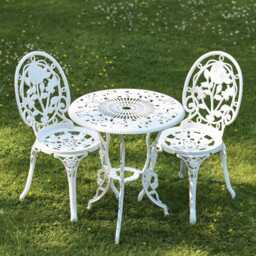 Cast Aluminium White Two Seater Bistro Set/Garden Furniture