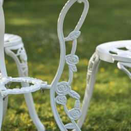 Cast Aluminium White Two Seater Bistro Set/Garden Furniture - thumbnail 3
