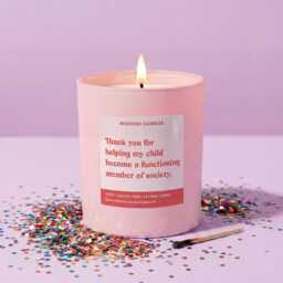 Funny Teacher Gift From Parents Helping My Child Become A Functioning Member Of Society Candle - thumbnail 1