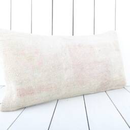 Vintage Turkish Kilim Lumbar Pillow Ethnic Woven Wool Cover - 12x24 - thumbnail 2