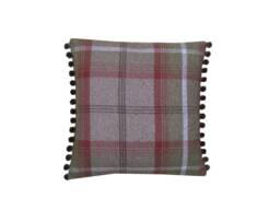 Handmade Tartan Pillow Cover Balmoral Plaid Cushion With Pompom Trim - thumbnail 1